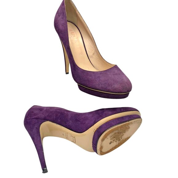 Chuckies NY Ramirez‎ Purple Suede Platform Stilettos Made in Italy - Picture 8 of 9